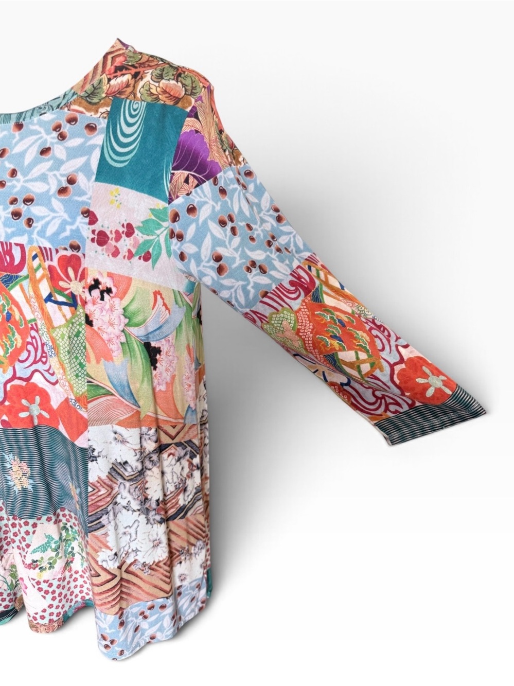 Johnny Was Multicolor Patchwork Floral Tunic Top Size Small - Picture 5 of 12